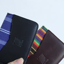 Load image into Gallery viewer, Leather Cardholders with Handwoven Fabric detail - Common Room PH