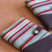 Load image into Gallery viewer, Leather Passport Holder with Handwoven Fabric detail - Common Room PH