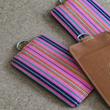 Load image into Gallery viewer, Leather ID Badge Holder with Handwoven Fabric detail - Common Room PH
