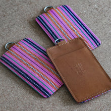 Load image into Gallery viewer, Leather ID Badge Holder with Handwoven Fabric detail - Common Room PH