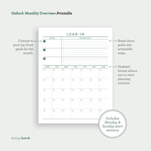 Load image into Gallery viewer, Oxford: Monthly Planner Printables - Common Room PH