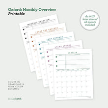 Load image into Gallery viewer, Oxford: Monthly Planner Printables - Common Room PH