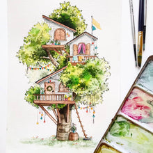 Load image into Gallery viewer, Custom Treehouse, House, or Shop Watercolor by Peregrina - Common Room PH
