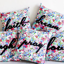 Load image into Gallery viewer, Printed Word Pillows in Floral Pattern - Common Room PH