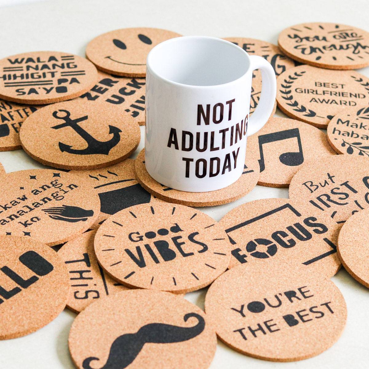Grafik Werkstatt 'Breakout' Funny Cork Coaster - Set Of 4 Non-Slip Drink Coasters (9.5x9.5 Cm) - View #2
