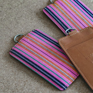 Leather ID Badge Holder with Handwoven Fabric detail - Common Room PH