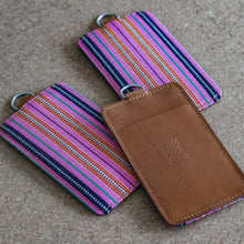Load image into Gallery viewer, Leather ID Badge Holder with Handwoven Fabric detail - Common Room PH
