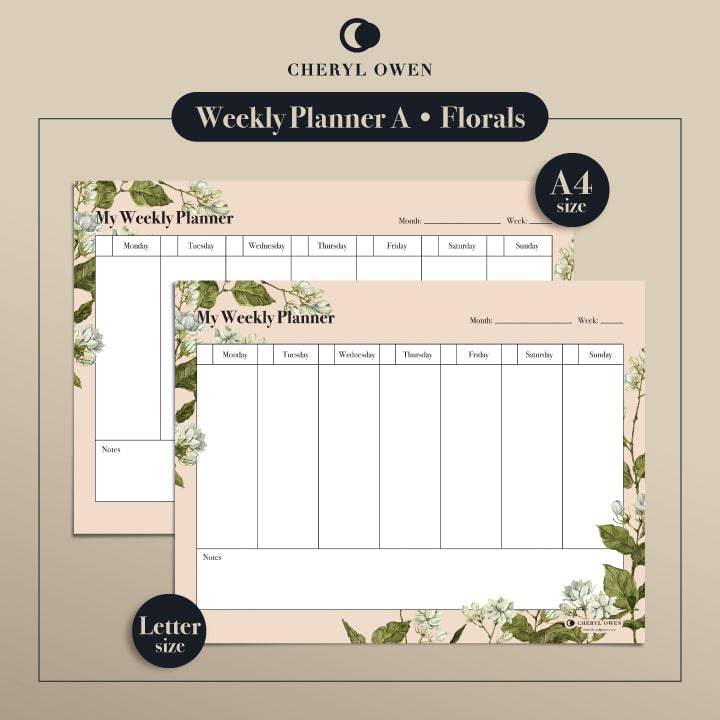 Printable Weekly Planners by Cheryl Owen - Common Room PH