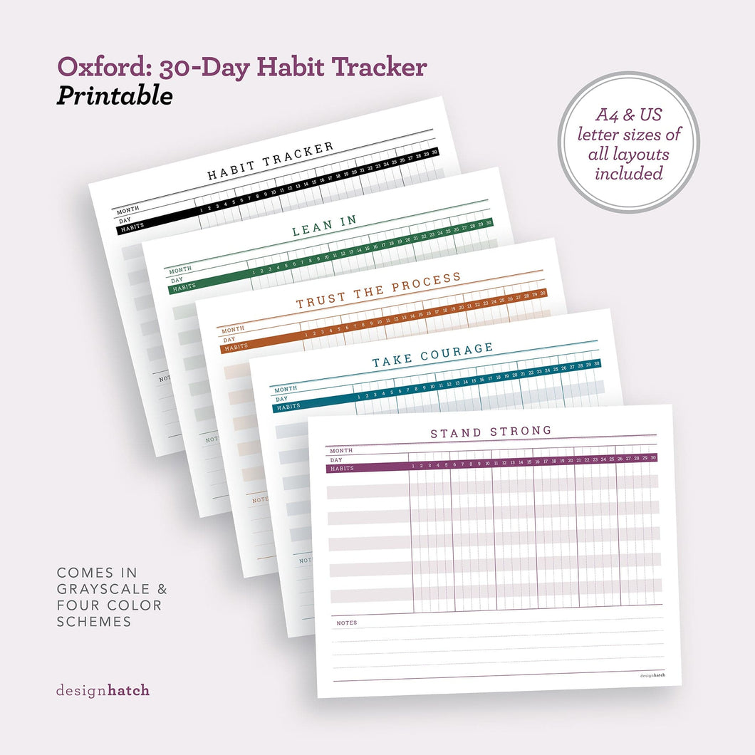 Oxford: 30-Day Habit Tracker Printable - Common Room PH