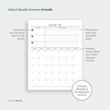 Load image into Gallery viewer, Oxford: Monthly Planner Printables - Common Room PH
