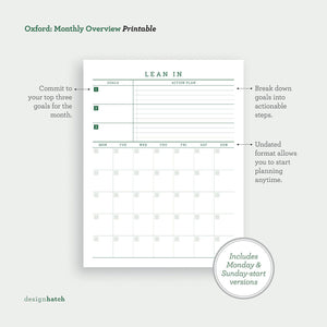 Oxford: Monthly Planner Printables - Common Room PH