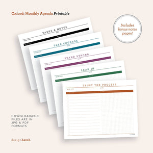 Oxford: Monthly Planner Printables - Common Room PH