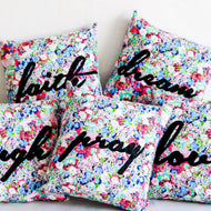 Printed Word Pillows in Floral Pattern - Common Room PH
